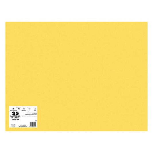 Dohe Pack de 25 Cartulinas de 180 G/M2 - Tamaño 50x65cm - PH Neutro - Libres de Cloro Elemental - Colorantes Biodegradables - Color Oro 1 pieza(s)