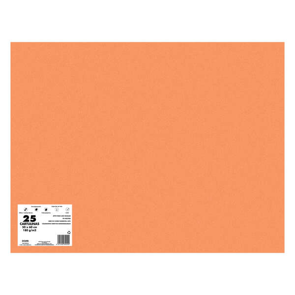 Dohe Pack de 25 Cartulinas de 180 G/M2 - Tamaño 50x65cm - PH Neutro - Libres de Cloro Elemental - Colorantes Biodegradables - Color Naranja 1 pieza(s)