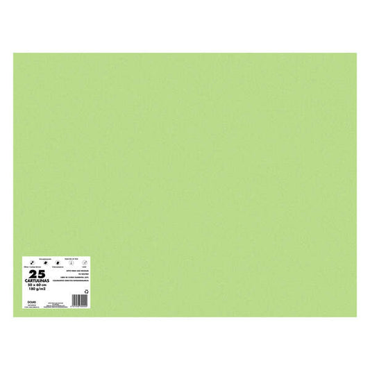 Dohe Pack de 25 Cartulinas de 180 G/M2 - Tamaño 50x65cm - PH Neutro - Libres de Cloro Elemental - Colorantes Biodegradables - Color Verde Mondego 1 pieza(s)