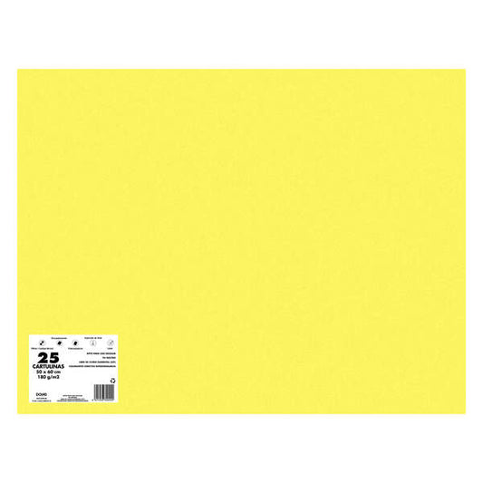 Dohe Pack de 25 Cartulinas de 180 G/M2 50x65cm - PH Neutro - Libres de Cloro Elemental - Colorantes Biodegradables - Color Amarillo Girasol 1 pieza(s)