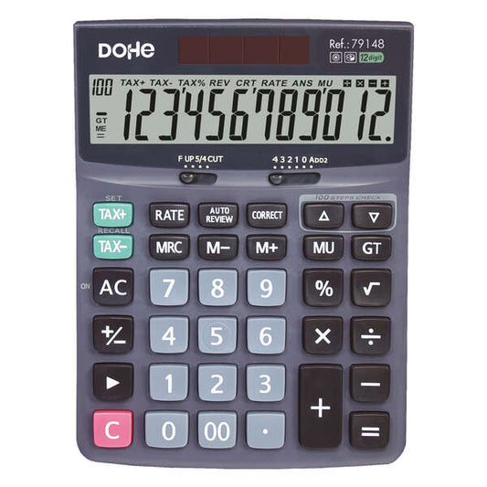 Dohe Calculadora Electronica de Sobremesa - Pantalla LCD de 12 Digitos - Alimentacion Solar y a Pilas - Teclas de Gran Tamaño 1 pieza(s)