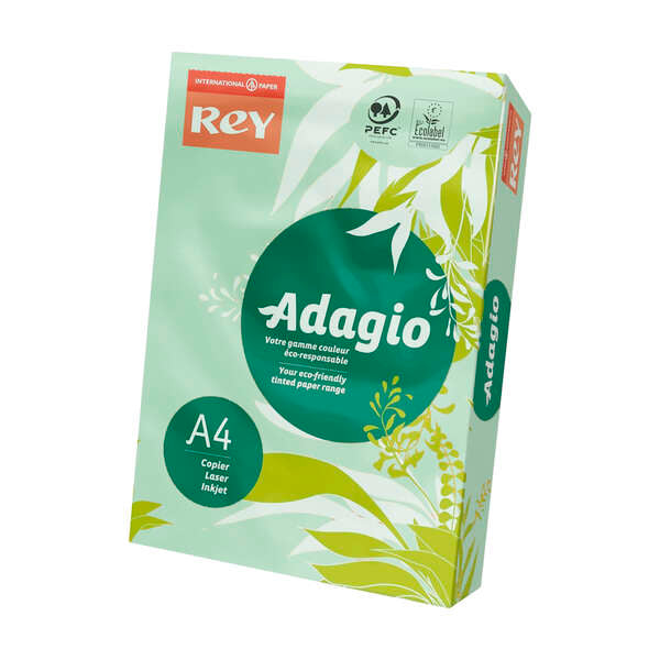 Dohe Adagio Paquete de 500 Hojas de Papel A4 de 80g - Apto para Fotocopiadoras e Impresoras - Alta Calidad y Versatilidad - Color Verde Pastel 1 pieza(s)