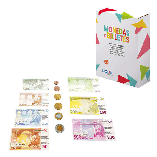 Dohe Juego de Monedas y Billetes de Euro - Plastico Resistente - Reutilizable - Recomendado para Primaria 1 pieza(s)