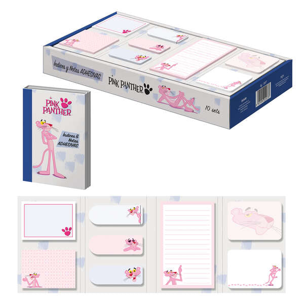 Dohe Expositor de Indices y Notas Adhesivas Pink Panther - Set de 10 - Preimpresas a Todo Color - Potente Adhesivo - Ideal para Señalizaciones y Clasificaciones - 8 Blocs de 20 Hojas 1 pieza(s)