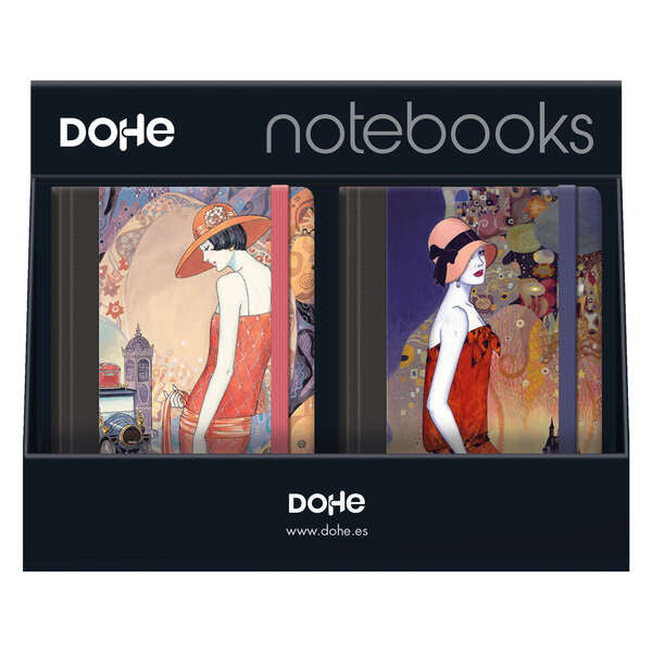 Dohe Expositor de 12 Notebooks A5 12x17cm - Incluye 3x Caroline, 3x Charlotte, 3x Sophie y 3x Rosalie - Ideal para Organizar tus Notas y Apuntes de Forma Practica y Elegante 1 pieza(s)