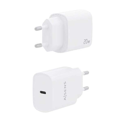 AISENS - Cargador USB-C PD3.0 1 Puerto 1xUSB-C 20W  Blanco