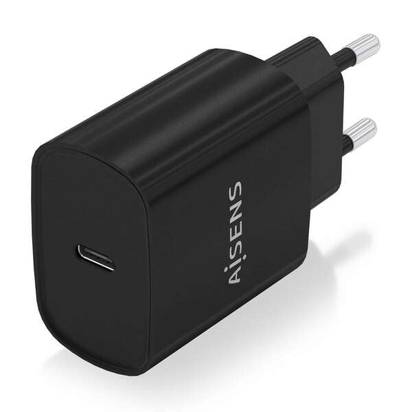 AISENS - Cargador USB-C PD3.0 1 Puerto 1xUSB-C 20W  Negro