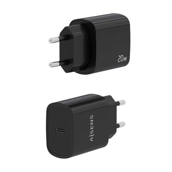 AISENS - Cargador USB-C PD3.0 1 Puerto 1xUSB-C 20W  Negro