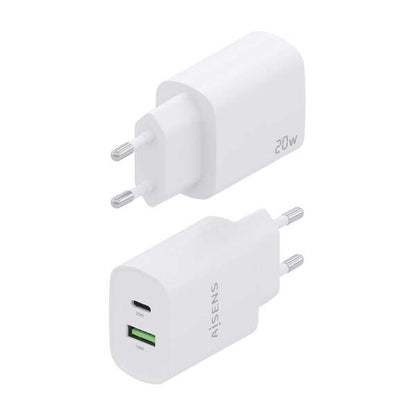 Aisens Cargador 20W - 1xUSB-C PD3.0 - 1xUSB-A QC3.0 - Color Blanco 1 pieza(s)