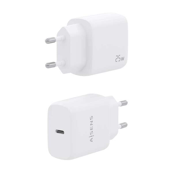 AISENS - Cargador USB-C PD3.0 1 Puerto 1xUSB-C 25W  Blanco