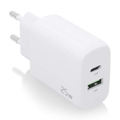 AISENS - Cargador 25W  1xUSB-C PD3.0  1xUSB-A QC3.0  Blanco