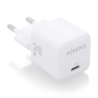 AISENS - Cargador GaN 25W  1xUSB-C PD3.0 QC4.0  Blanco