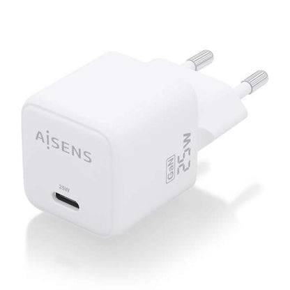 AISENS - Cargador GaN 25W  1xUSB-C PD3.0 QC4.0  Blanco