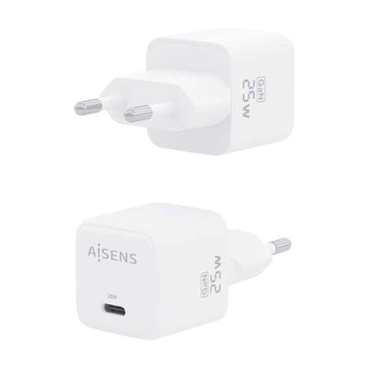 AISENS - Cargador GaN 25W  1xUSB-C PD3.0 QC4.0  Blanco