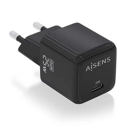 AISENS - Cargador GaN 25W  1xUSB-C PD3.0 QC4.0  Negro