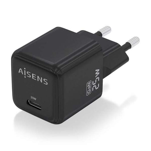 AISENS - Cargador GaN 25W  1xUSB-C PD3.0 QC4.0  Negro