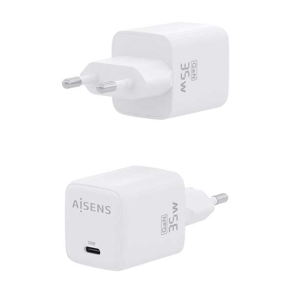 AISENS - Cargador GaN 35W  1xUSB-C PD3.0 QC4.0  Blanco