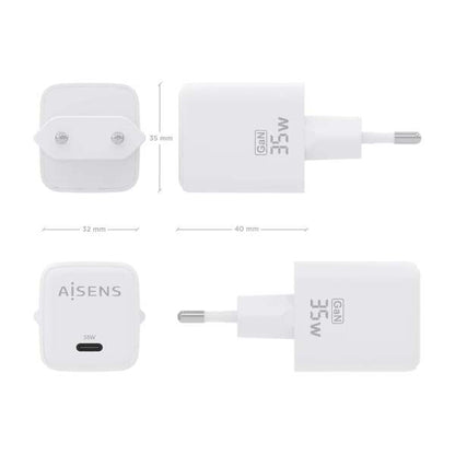 AISENS - Cargador GaN 35W  1xUSB-C PD3.0 QC4.0  Blanco