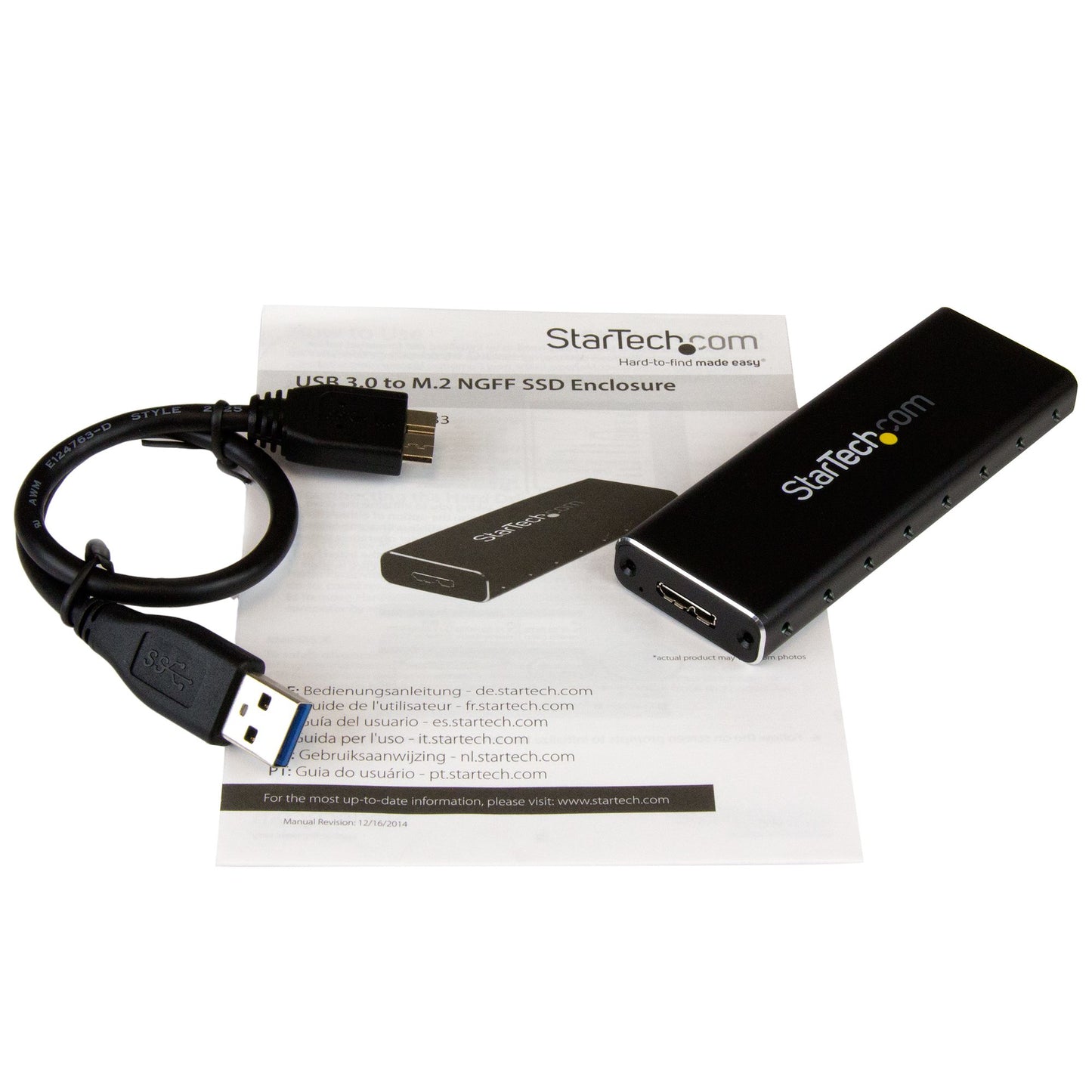 StarTech.com - Caja USB 3.0 (5Gbps) a SSD M.2 de Aluminio con UASP - Negro - SATA NGFF M.2 con B Key y B+M Key - Caja Portátil Externa M.2 - No es Compatible con NVMe / AHCI