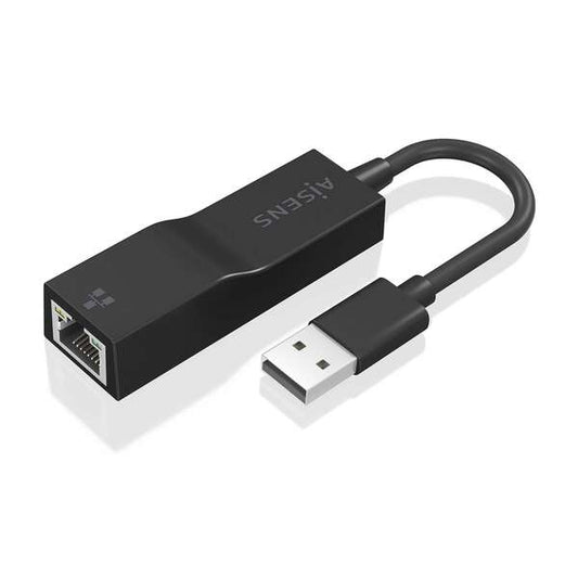 Aisens Conversor USB 3.0 a Ethernet Gigabit 10/100/1000 Mbps - 15cm - Color Negro 1 pieza(s)