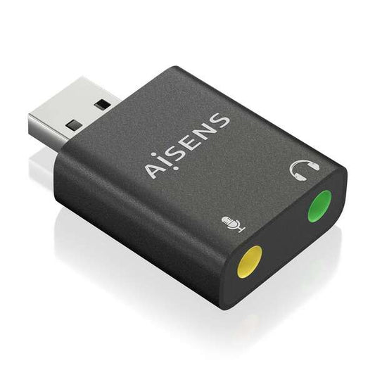 AISENS - Conversor USB-A a Audio 48KHz  USB-A/M-2xJack 3.5/H  Negro