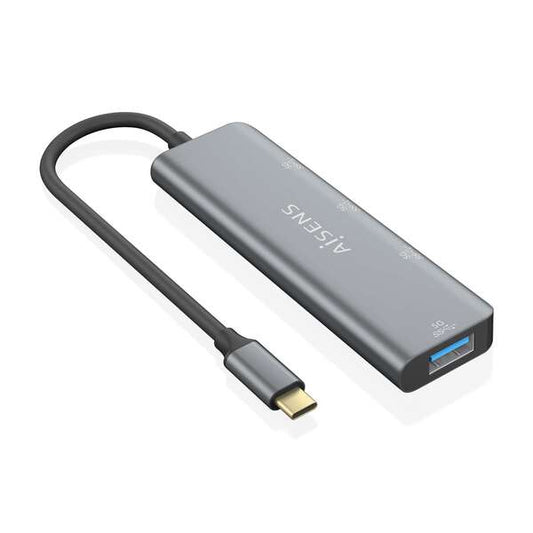 AISENS - Hub USB 3.2 Gen1 5G USB-C  USB-C/M-1xUSB-C/H-3xUSB-A/H  Gris  15 cm