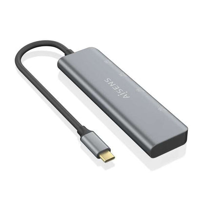 AISENS - Hub USB 3.2 Gen1 5G USB-C  USB-C/M-2xUSB-C/H-2xUSB-A/H  Gris  15 cm