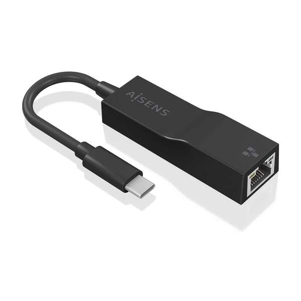 Aisens Conversor USB3.1 GEN1 USB-C a Ethernet Gigabit 10/100/1000 Mbps - 11cm - Color Negro 1 pieza(s)