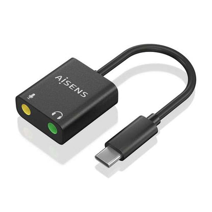 AISENS - Conversor USB-C a Audio 48KHz  USB-C/M-2xJack 3.5/H  Negro  10 cm