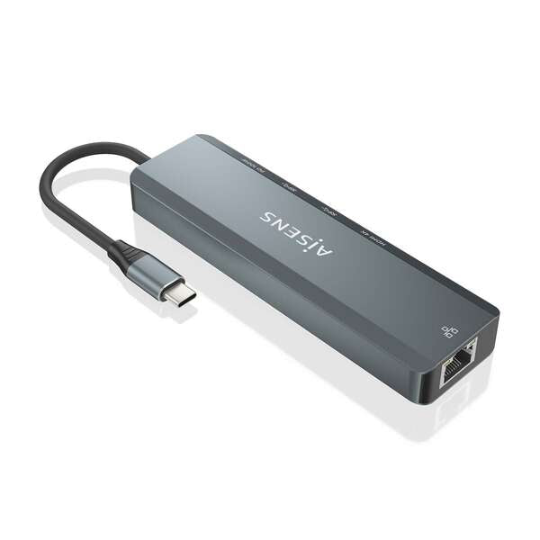 AISENS - USB-C Dock 5 en 1  USB-C a 1xHDMI  1xRJ45  2xUSB  1xPD  Gris  15 cm