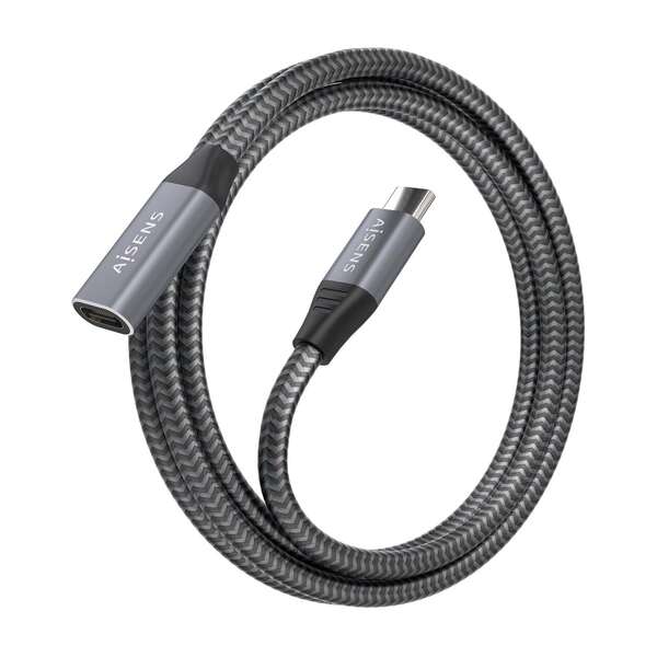 AISENS - Cable USB 3.2 Gen2x2 Aluminio 20Gbps 8K@30Hz 5A 100W  Tipo USB-C/M-USB-C/H  Gris  1.5 m