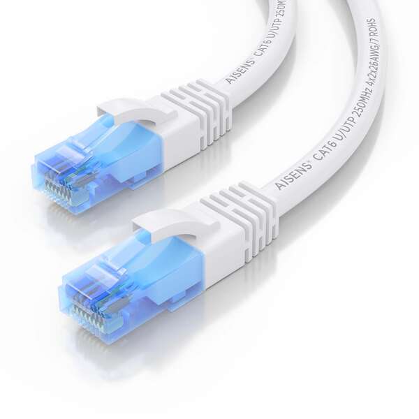 AISENS - Cable De Red Latiguillo RJ45 Cat.6 UTP AWG26 CCA  Blanco  25 cm