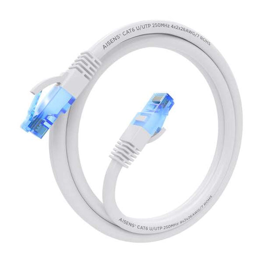 AISENS - Cable De Red Latiguillo RJ45 Cat.6 UTP AWG26 CCA  Blanco  1.0 m