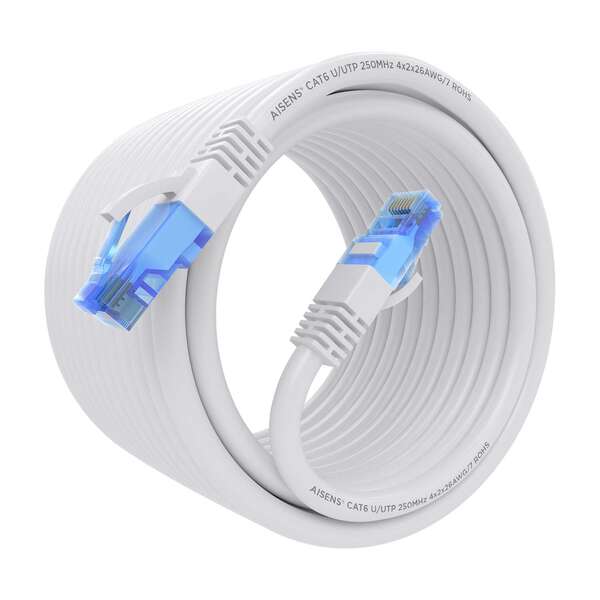 AISENS - Cable De Red Latiguillo RJ45 Cat.6 UTP AWG26 CCA  Blanco  7.5 m