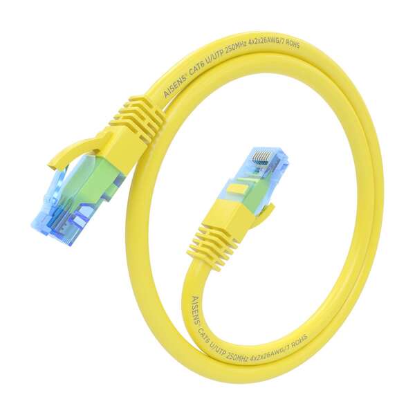 AISENS - Cable De Red Latiguillo RJ45 Cat.6 UTP AWG26 CCA  Amarillo  25 cm