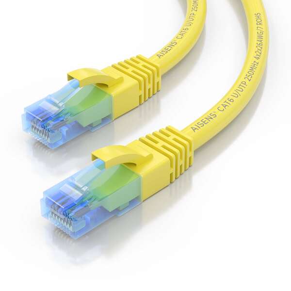 AISENS - Cable De Red Latiguillo RJ45 Cat.6 UTP AWG26 CCA  Amarillo  25 cm