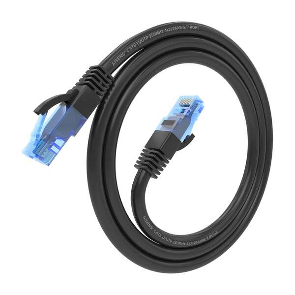 AISENS - Cable De Red Latiguillo RJ45 Cat.6 UTP AWG26 CCA  Negro  0.5 cm