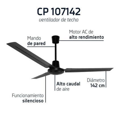 Orbegozo CF 107142 Ventilador de Techo Elegante y Potente - 5 Velocidades de Ventilacion - Funcionamiento Silencioso - Mando de Pared - Alto Rendimiento de Caudal de Aire 1 pieza(s)