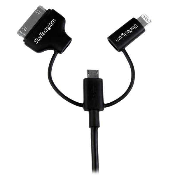 StarTech.com - Cable de 1m Lightning  Dock de 30 pines o Micro USB a USB - Color Negro