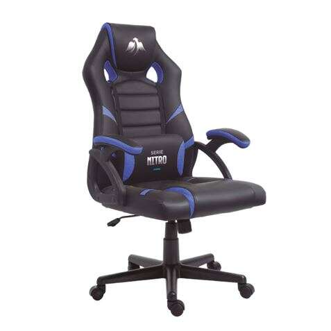 Cromad Serie Nitro Silla Gaming - Altura Regulable con Piston de Gas Clase 2 - Cojin Lumbar - Color Negro/Azul 1 pieza(s)