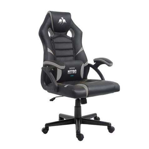 Cromad Serie Nitro Silla Gaming - Altura Regulable con Piston de Gas Clase 2 - Cojin Lumbar - Color Negro/Gris 1 pieza(s)