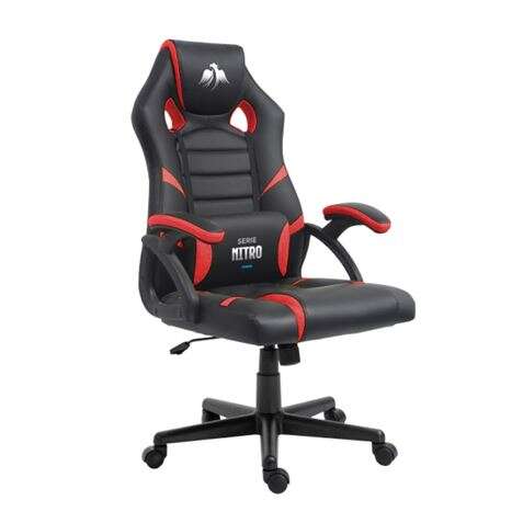 Cromad Serie Nitro Silla Gaming - Altura Regulable con Piston de Gas Clase 2 - Cojin Lumbar - Color Negro/Rojo 1 pieza(s)