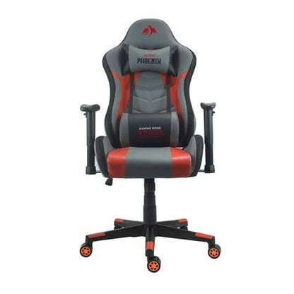 Cromad Serie Phoenix Silla Gaming - Altura Regulable con Piston de Gas Clase 2 - Reclinable hasta 180º - Cojines Lumbar y Cervical - Color Gris/Rojo/Negro 1 pieza(s)