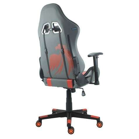 Cromad Serie Phoenix Silla Gaming - Altura Regulable con Piston de Gas Clase 2 - Reclinable hasta 180º - Cojines Lumbar y Cervical - Color Gris/Rojo/Negro 1 pieza(s)