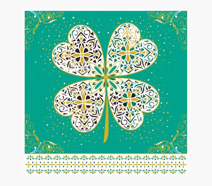 Pictura Tarjeta Arabesque - 16x16cm - Tematica Trebol de Cuatro Hojas - Tarjeta Triptica sin Envoltorio - Incluido Sobre Blanco - Papel con Certificacion FSC 1 pieza(s)