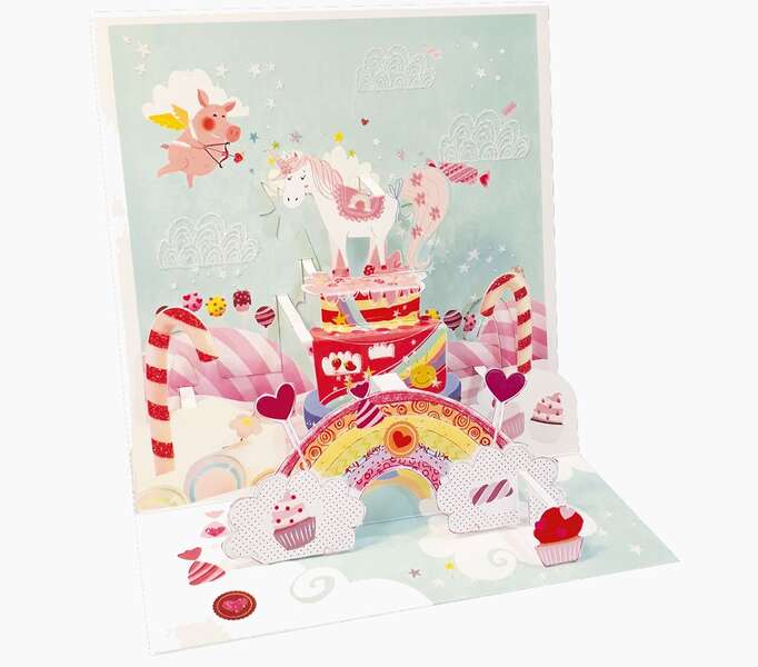 Pictura Tarjeta 3D Pop-Up Unicornio - 16x16cm - Tematica Unicornio - Embolsada Individualmente - Incluido Sobre Blanco - Papel con Certificacion FSC 1 pieza(s)