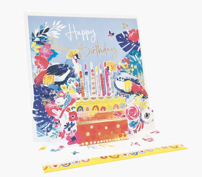 Pictura Tarjeta 3D Pop-Up - 16x16cm - Tematica Tarta de Cumpleaños - Embolsada Individualmente - Incluye Sobre Blanco - Papel con Certificacion FSC 1 pieza(s)