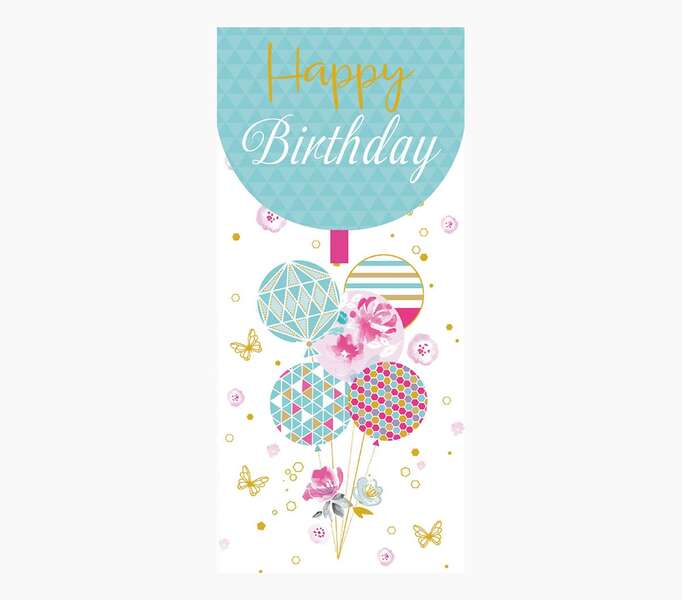 Pictura Tarjeta Money Cards - Tarjeta de Regalo Vertical - Tematica Globos - 9.6x21.3cm - Embolsada Individualmente - Incluido Sobre Blanco - Papel con Certificacion FSC 1 pieza(s)