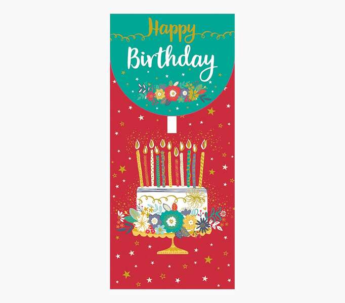 Pictura Tarjeta Money Cards - 9.6x21.3cm - Tematica Tarta de Cumpleaños - Embolsada Individualmente - Incluye Sobre Blanco - Papel con Certificacion FSC 1 pieza(s)