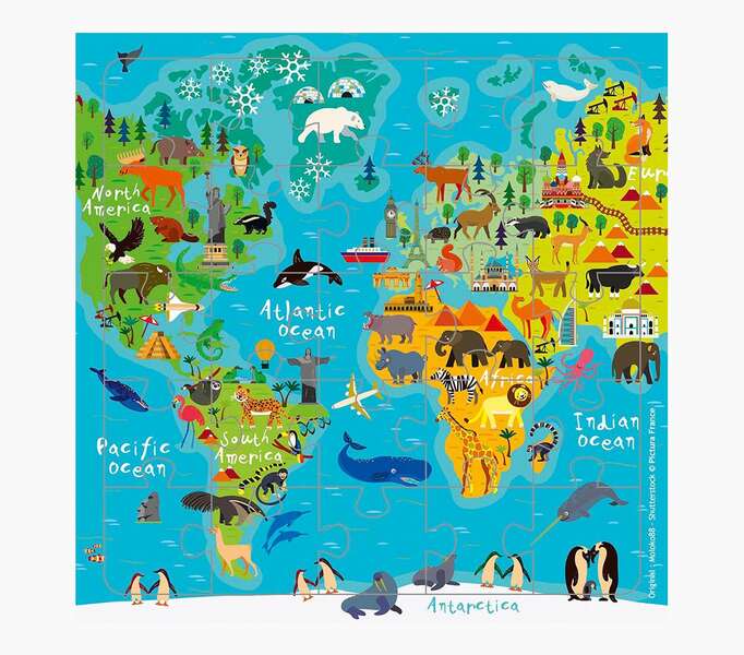 Pictura Tarjeta Puzzle - 15.5x15.5cm - Tematica Mapa del Mundo - 25 Piezas - Incluye Tarjeta Plegada y Sobre Blanco - Certificacion FSC 1 pieza(s)